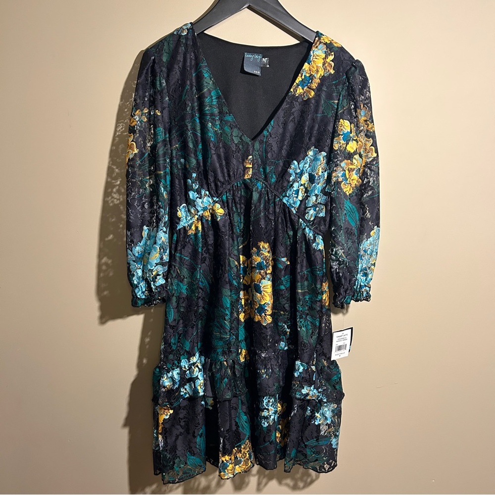 New with Tags: Gabby Skye Black with Floral Designs Dress (Size 8)